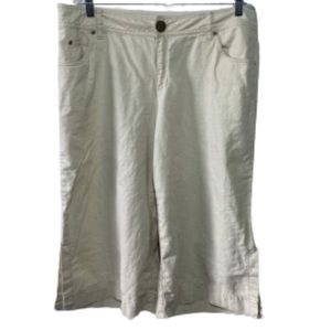 Venezia cream linen cropped pants EUC size 18